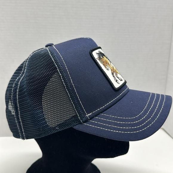 The Farm by Goorin Bros Trucker Hat Cap Stud Horse Cartoon Square Navy Blue New - Picture 4 of 8